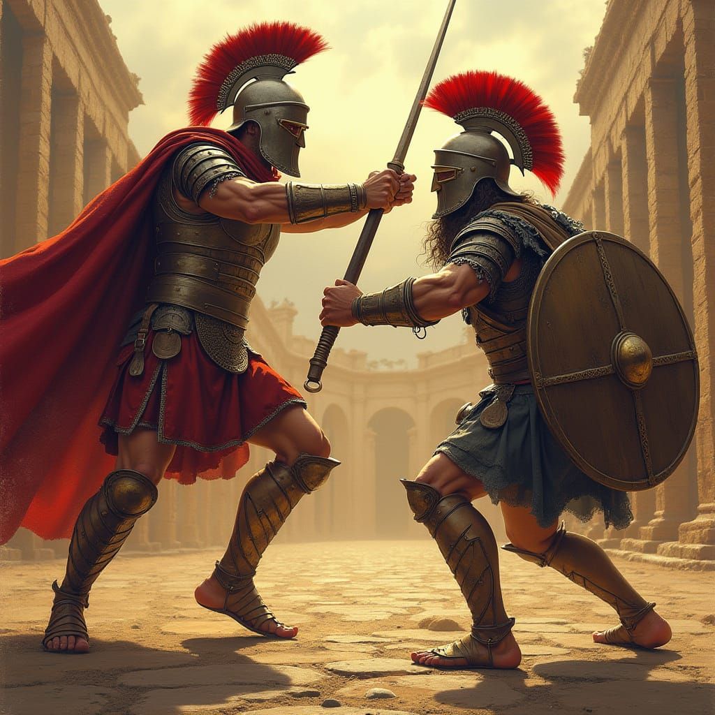 Gladiador com Elmo Battles Fierce Viking Warrior in Ancient ...