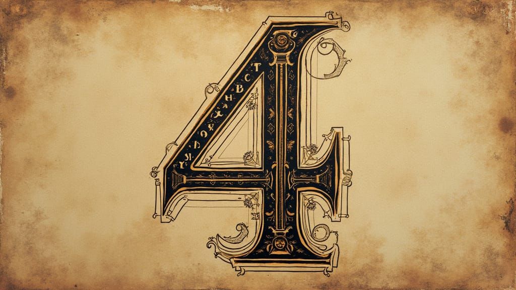 Ornate Roman Numeral Four in Art Nouveau Style
