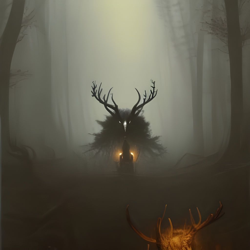 Antlered Wolf in Sinister Celtic Forest