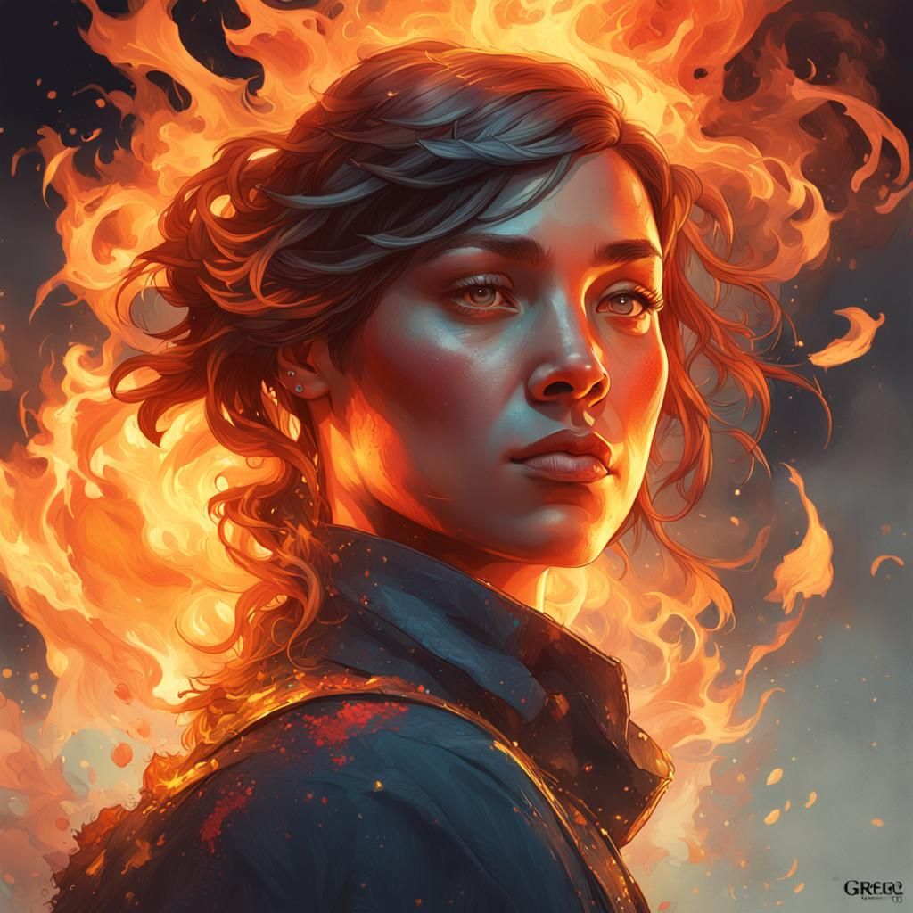 Fiery Portrait in Hyperdetailed Style