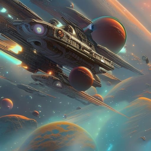 Cosmic Galactic Exploration with Detailed Spaceship Art