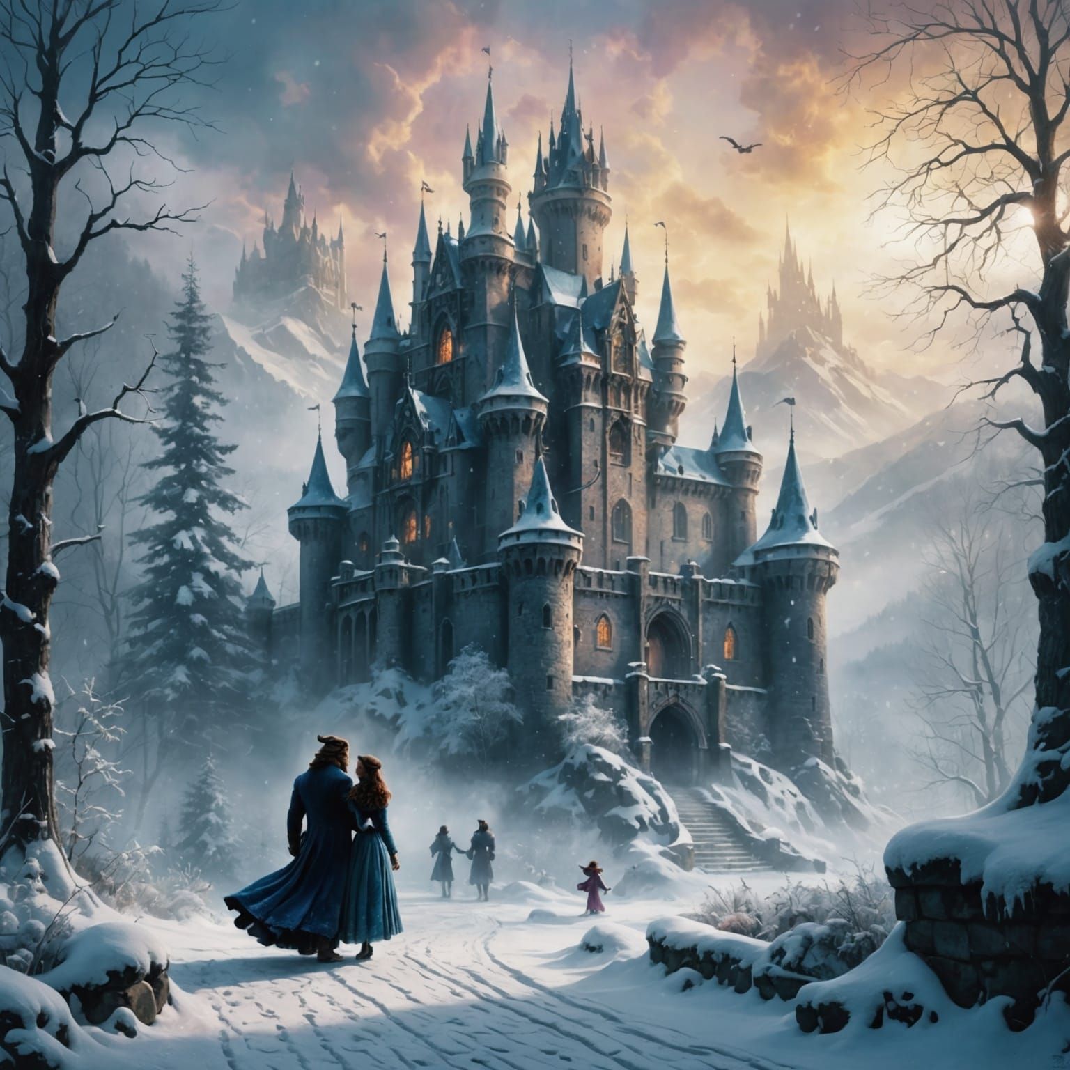 Beauty and the Beast Winter Double Exposure