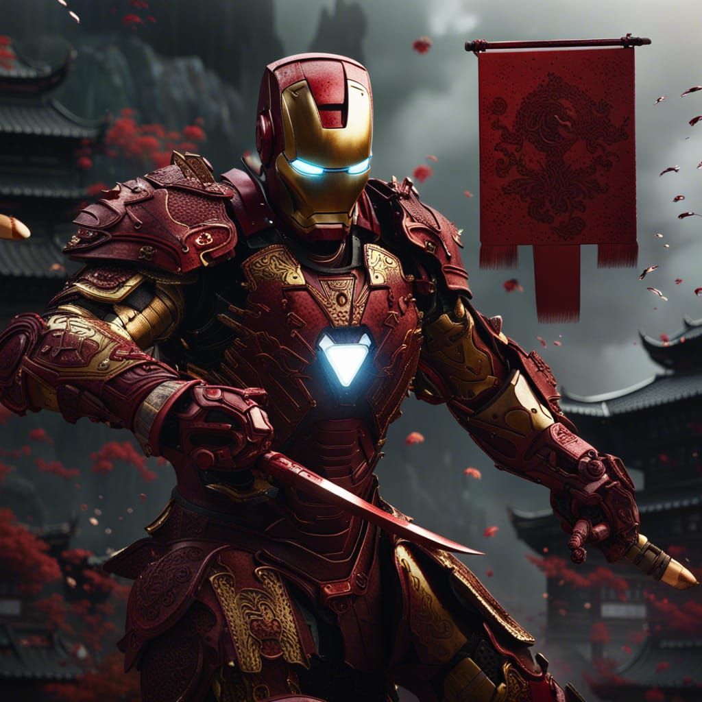 Iron Man as Samurai: Detailed Matte Painting