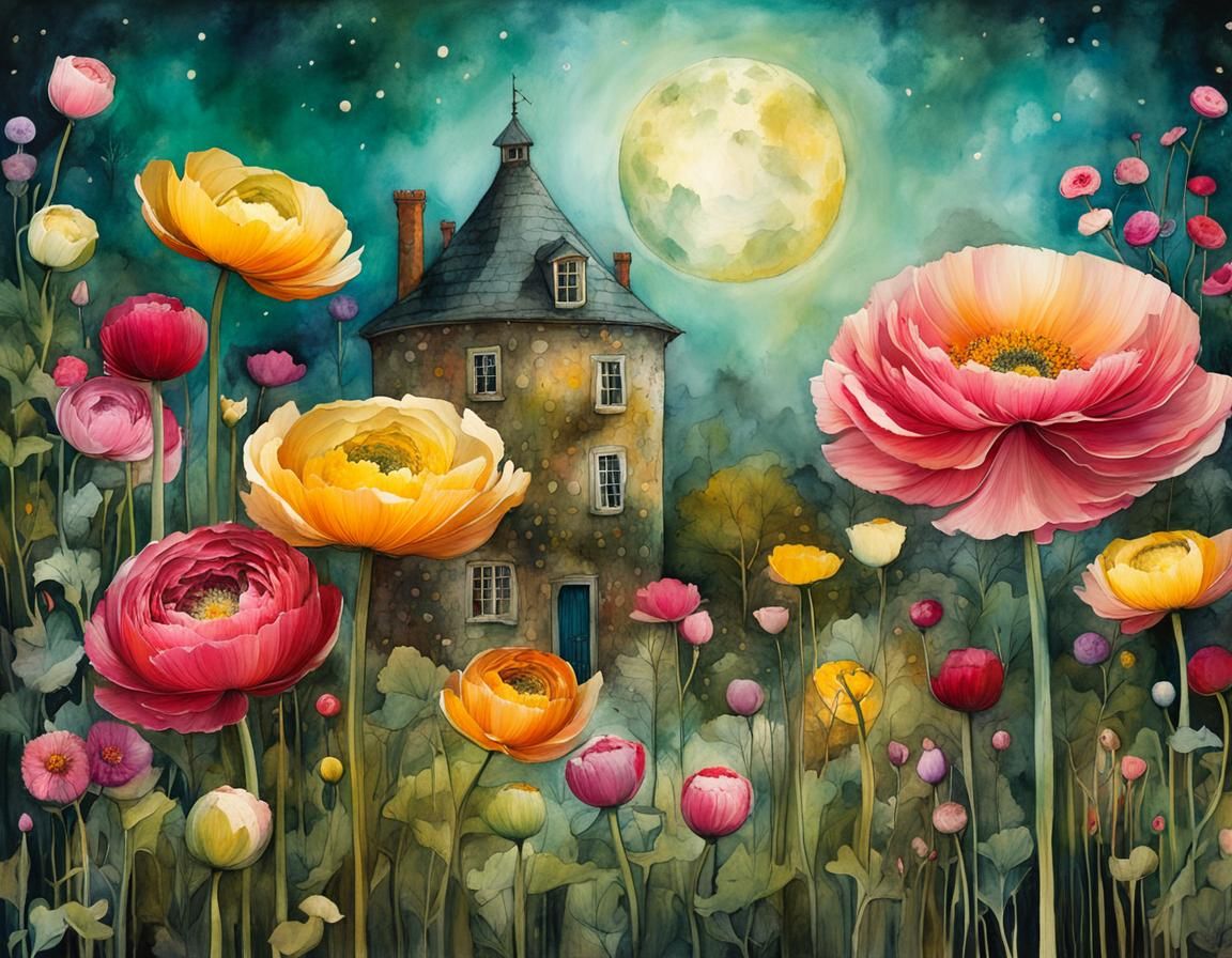 Magical Garden of Giant Ranunculus Flowers