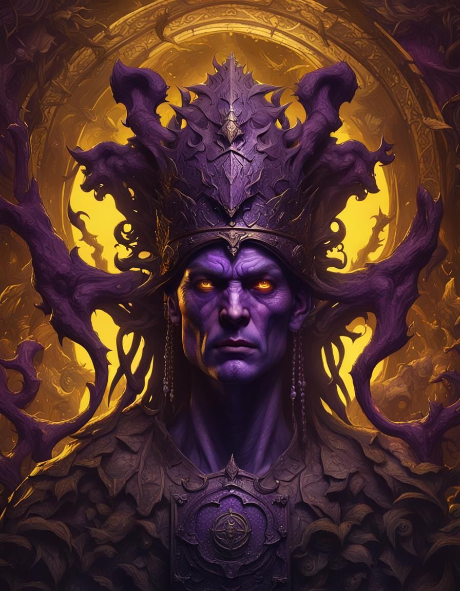 Dark Fantasy Masterpiece in Purple and Yellow
