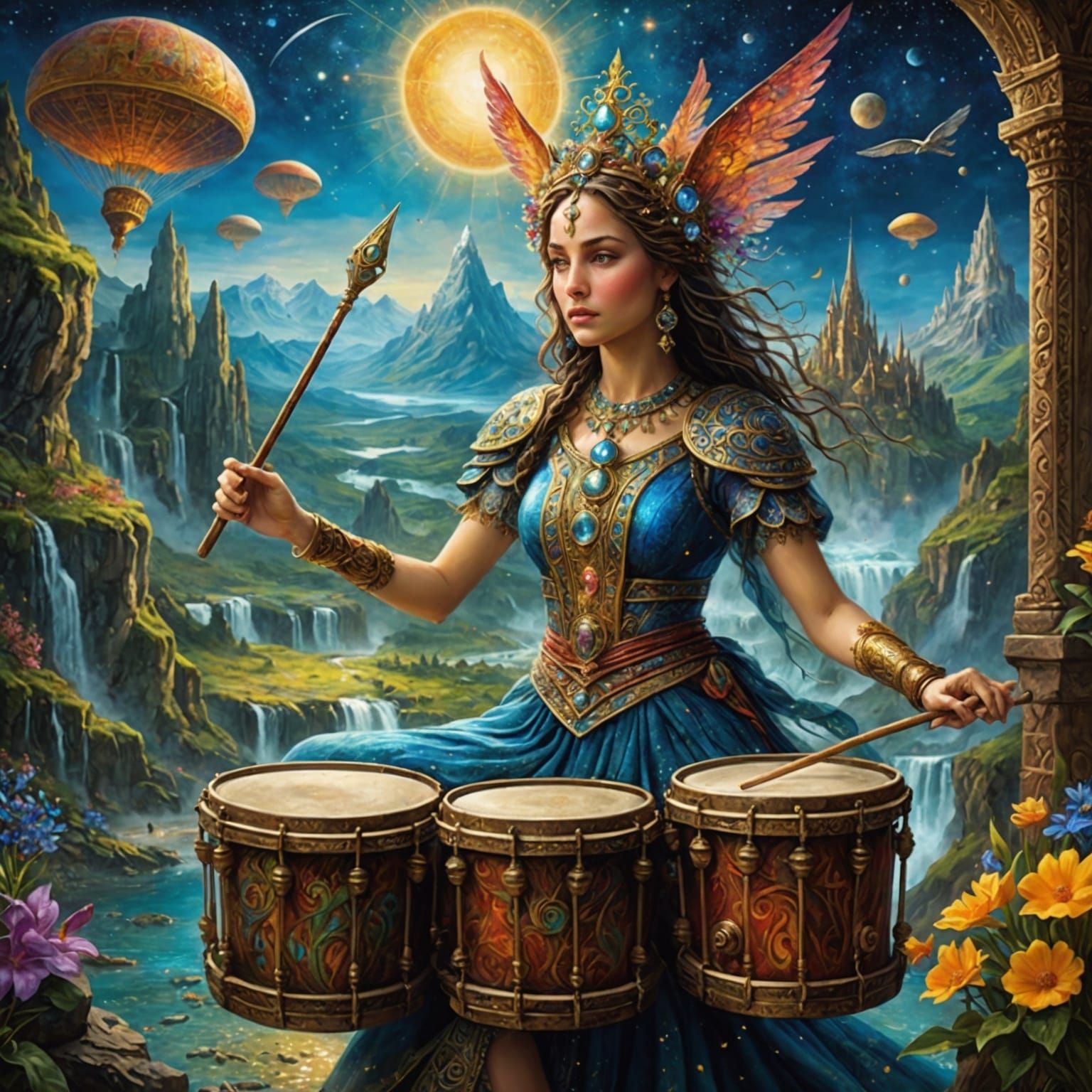 Heyoka Woman in Dramatic Fantasy Landscape