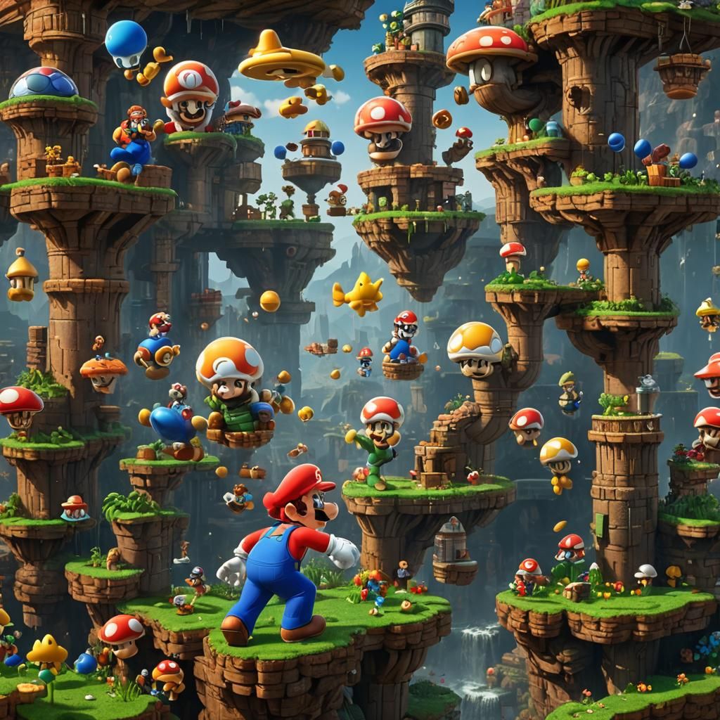 Muscular Super Mario: Detailed Matte Painting