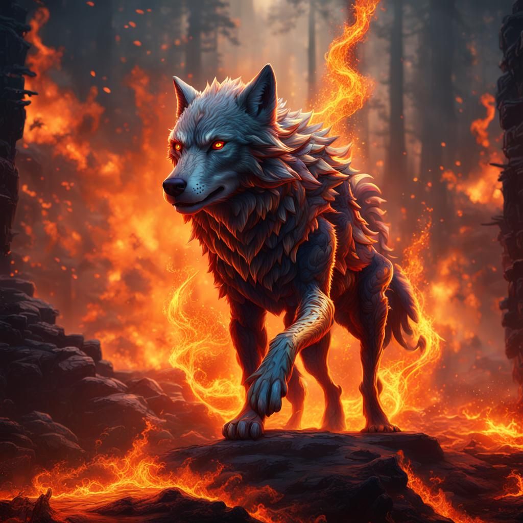 Fiery Wolf Fantasy Concept Art