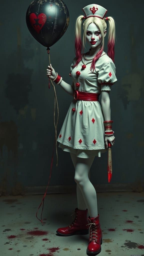 Twisted Harley Quinn as Pennywise in Horrorcore Style
