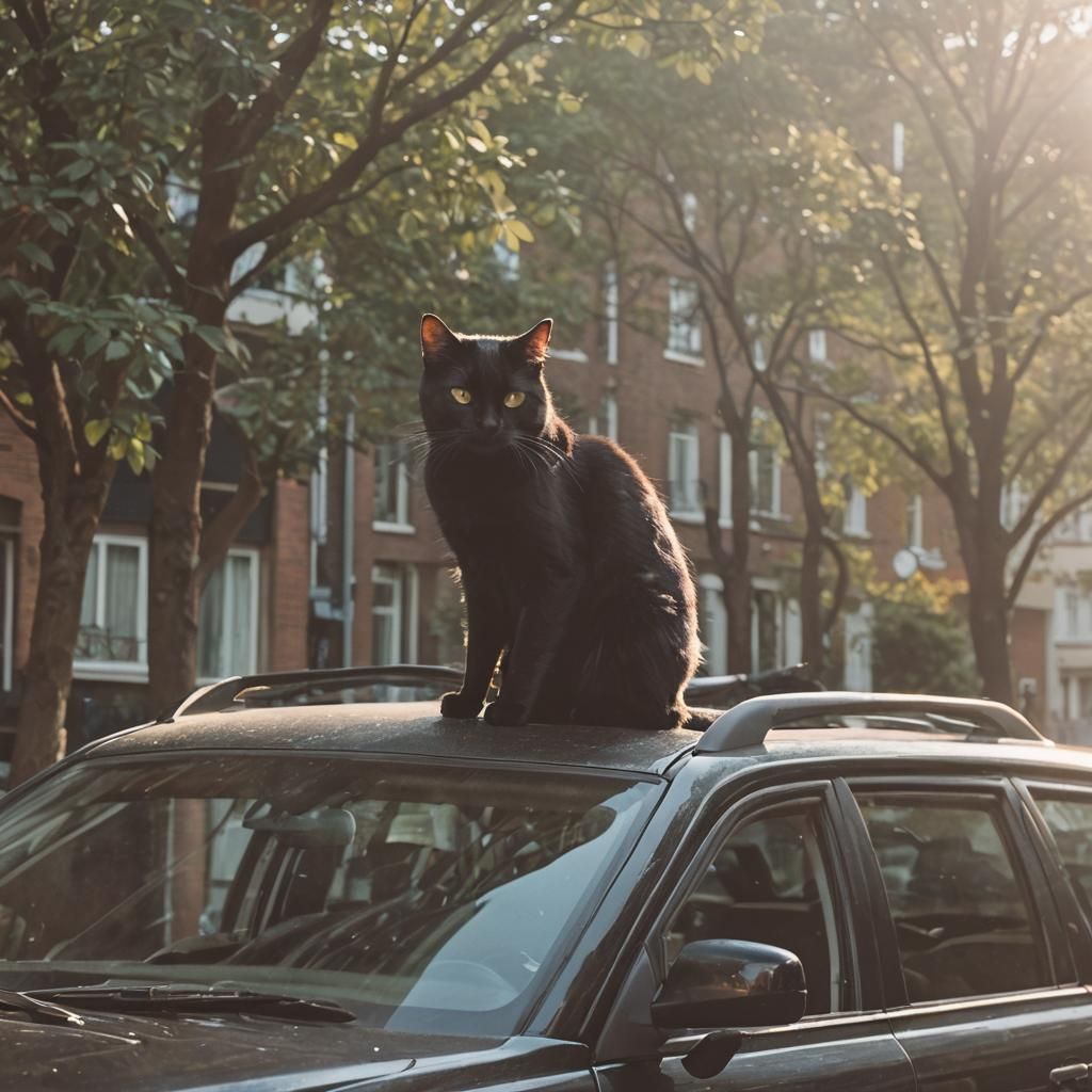 Black Cat Guardian of the Car