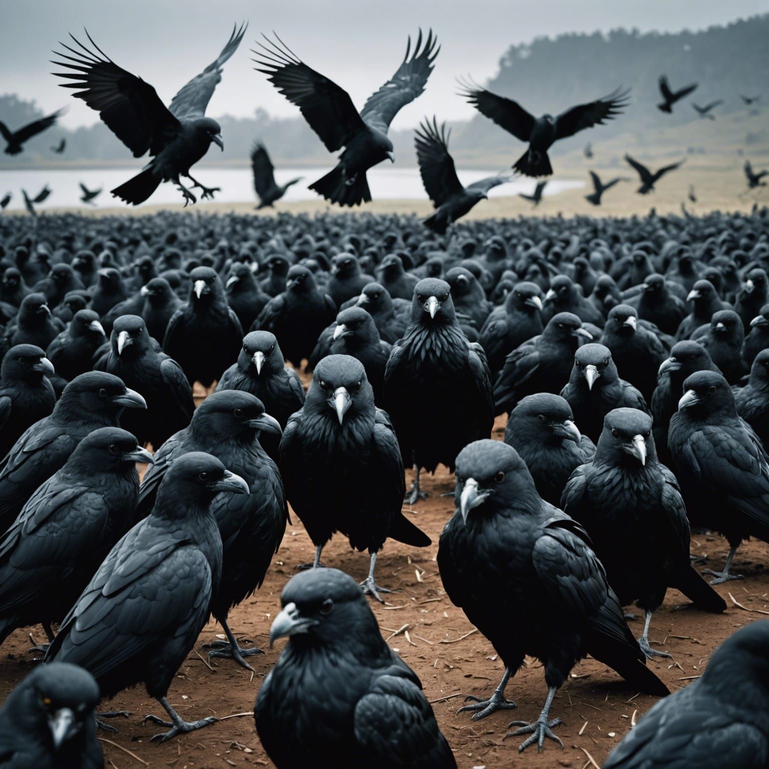 Ominous Flock of Black Birds