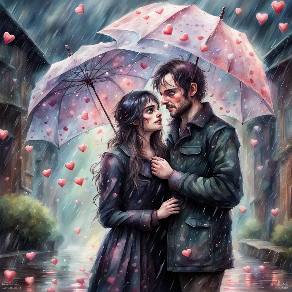 Dreamworks Style Engagement Scene in Digital Watercolor