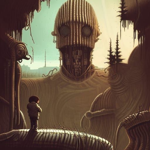 Post-Apocalyptic Boy in Expressionist Style