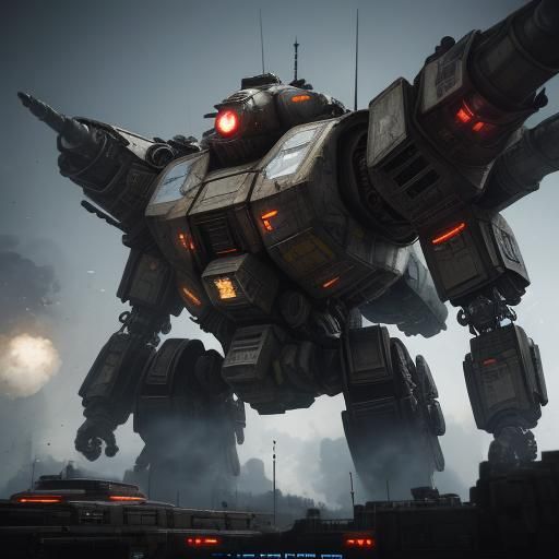 Futuristic Armored War Machine in Sci-Fi Style