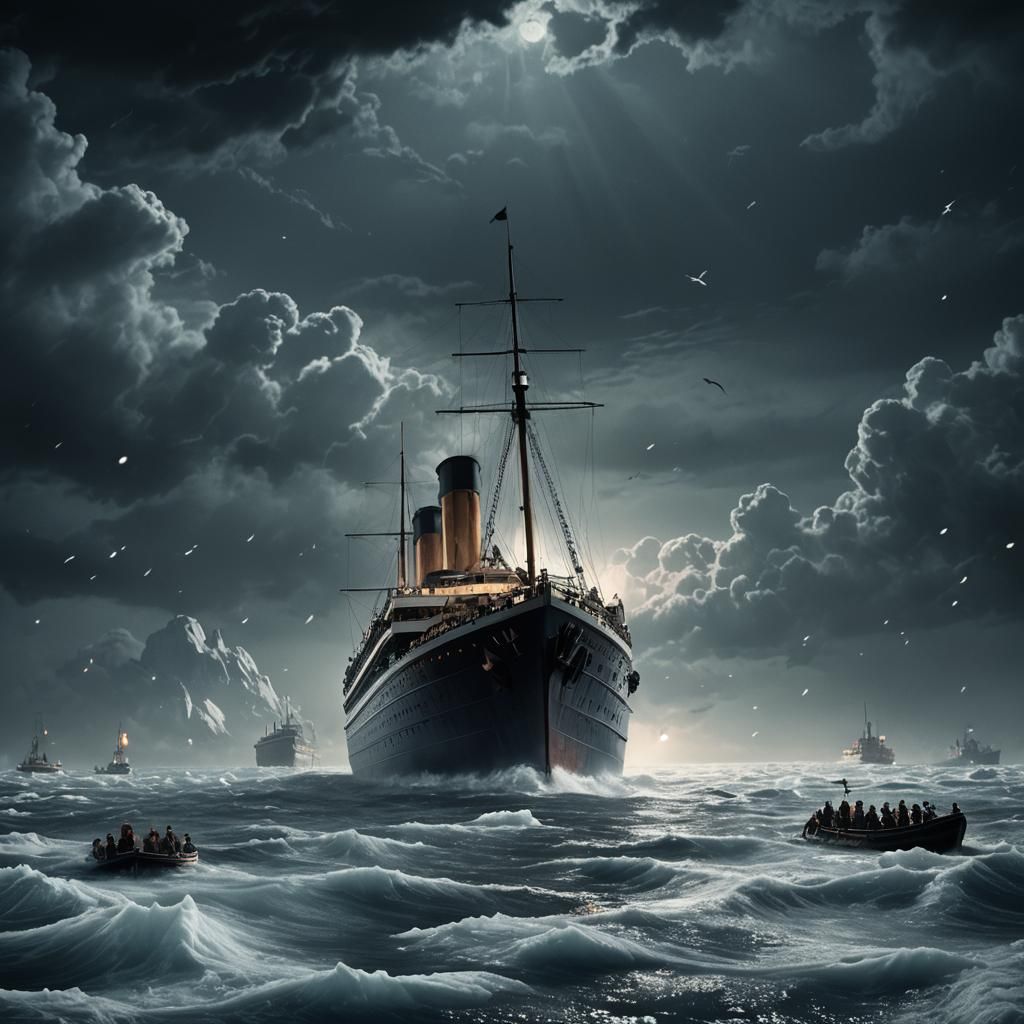 Titanic Sinking: Dramatic Scene in Icy Waters