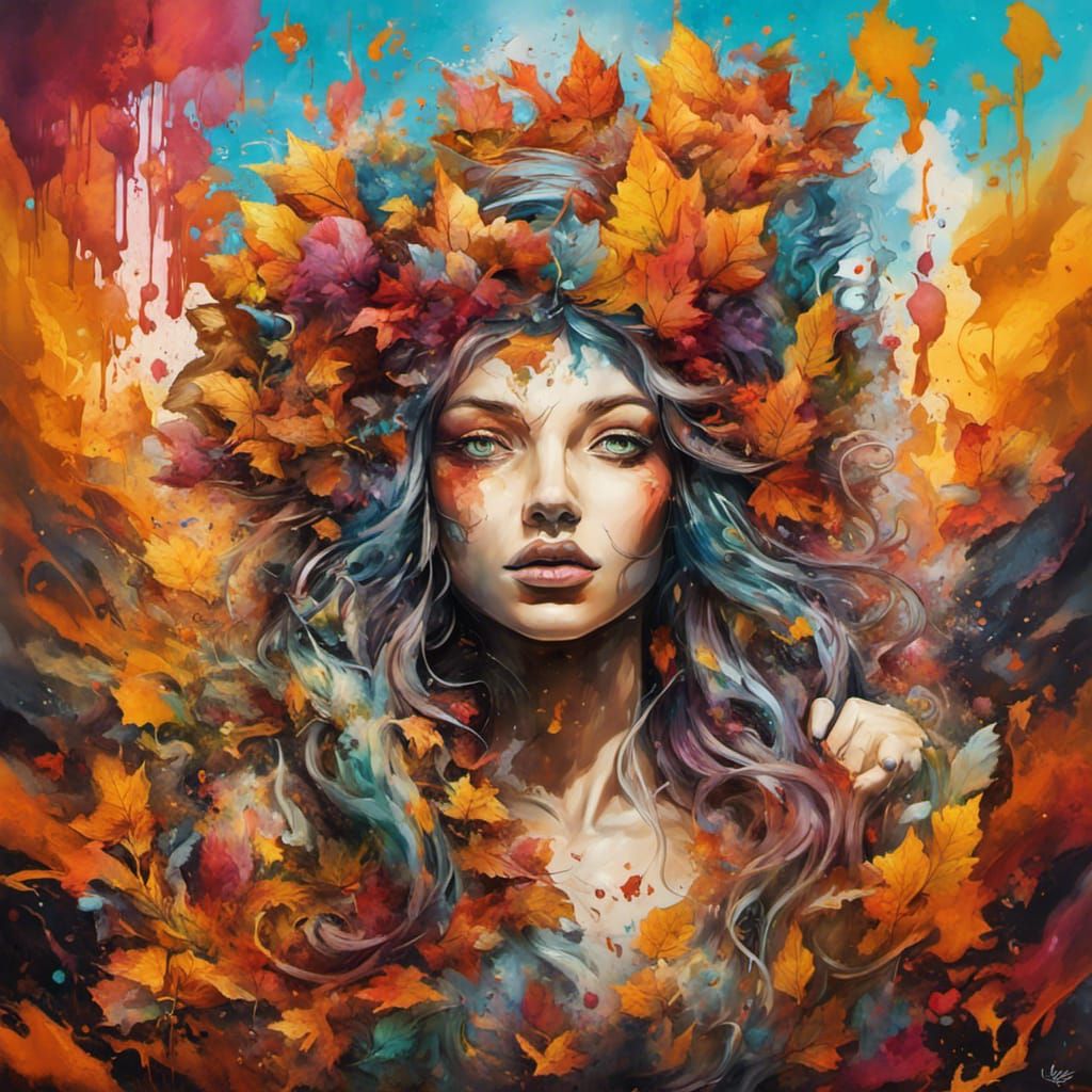 Goddess of Autumn in Graffiti Street Art