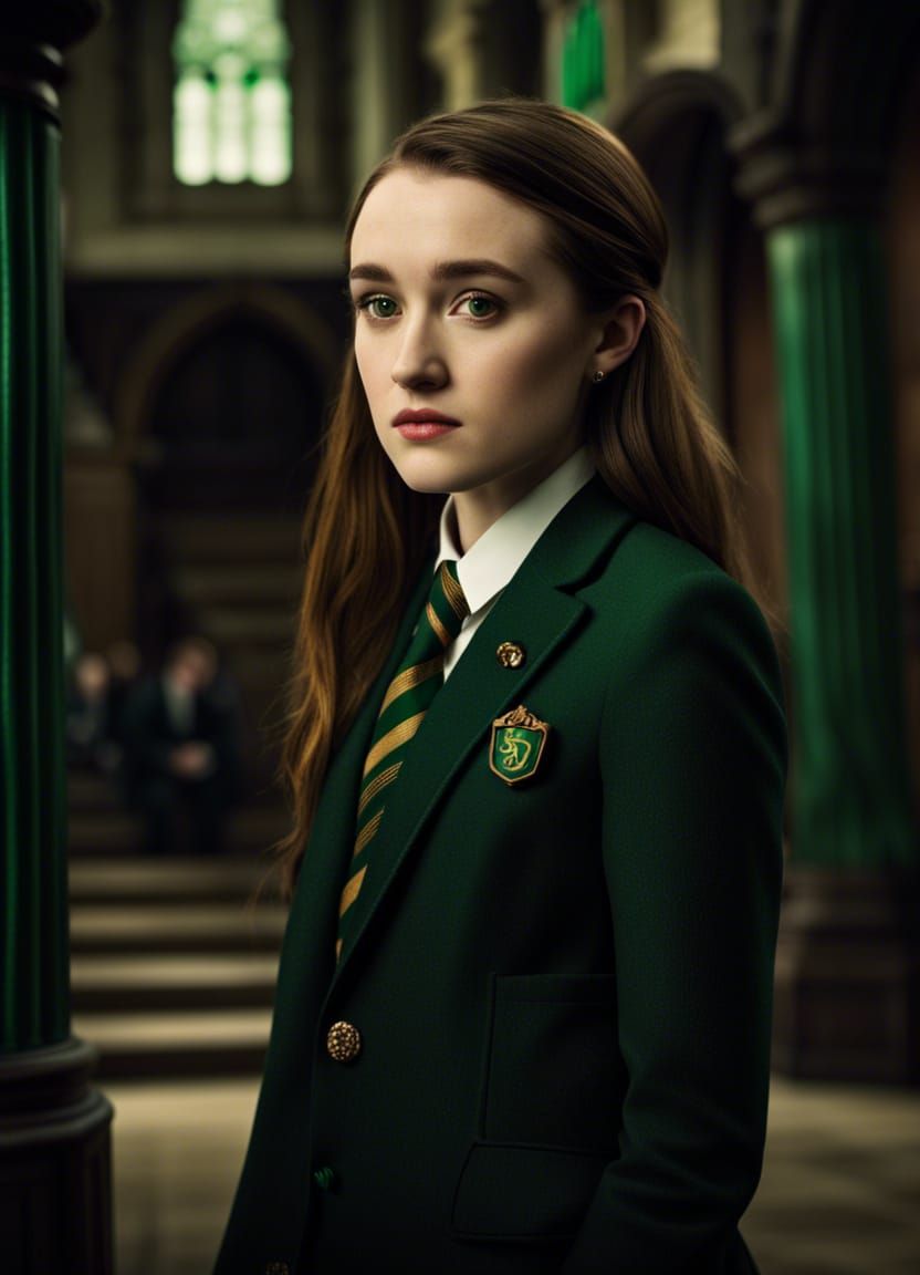 Kaitlyn Dever as Slytherin Student: Hyperrealistic Portrait