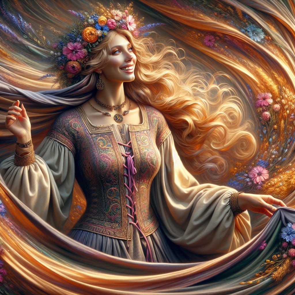 Lithuanian Goddess Lada in Medieval Digital Art