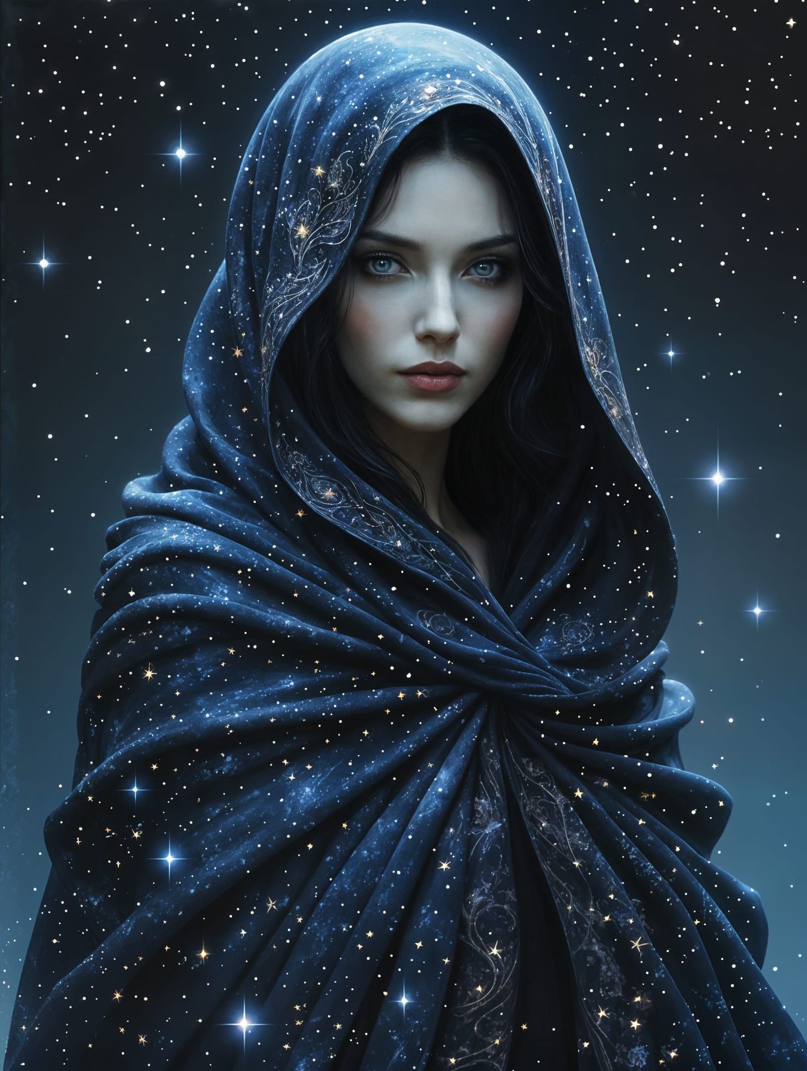 Surreal Fantasy Portrait of the Queen of Night in Ethereal R...