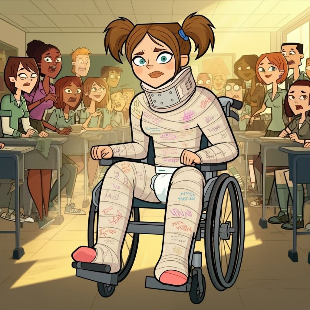 Total Drama Style Classroom Scene with Injured Student