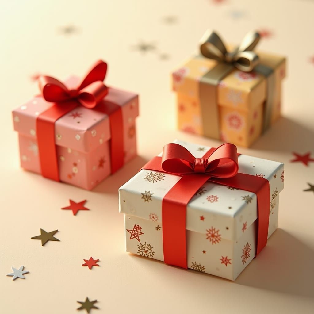 Origami Christmas Gifts in Dreamy Soft Focus