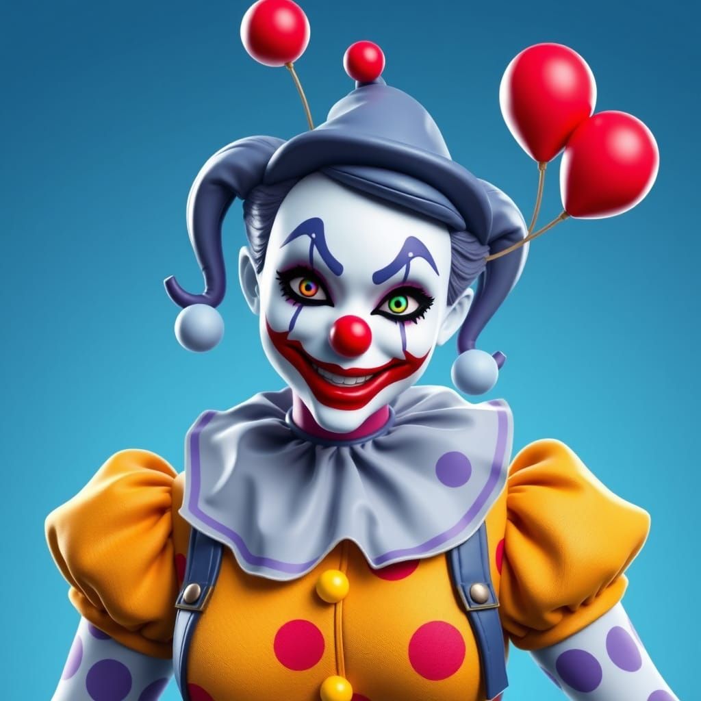 Cute Fortnite-Style Female Clown Figure