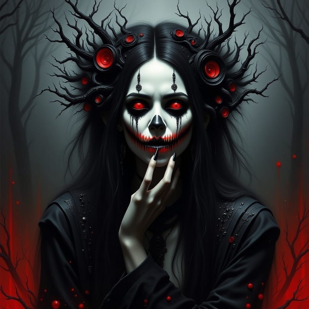 Dark Macabre Horror in a Distorted, Burtonesque Style