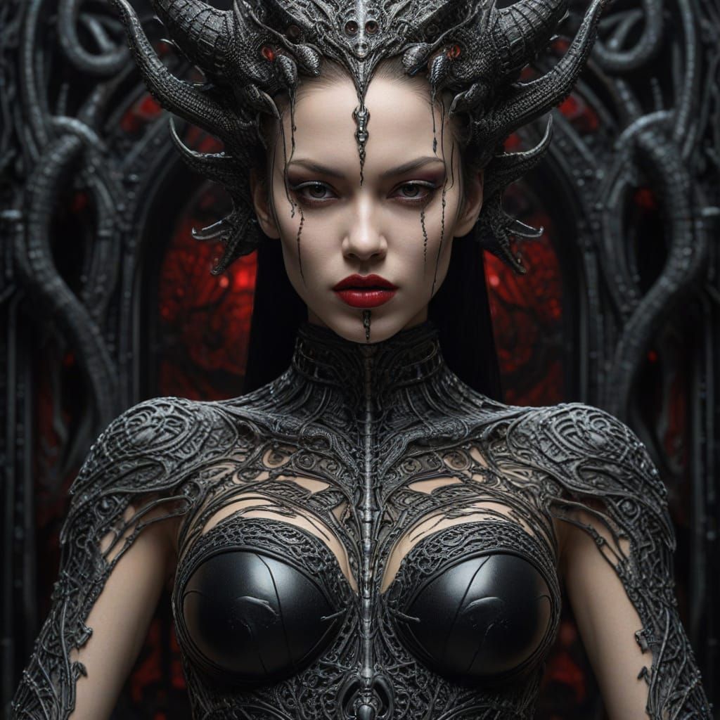 Cyberpunk Goddess with Dragon Tattoo Bodysuit