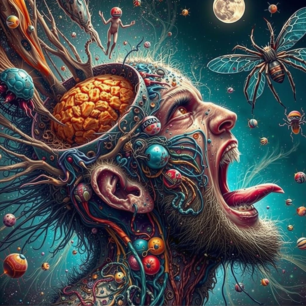 Surreal Skin Invasion in Psychedelic Chaos