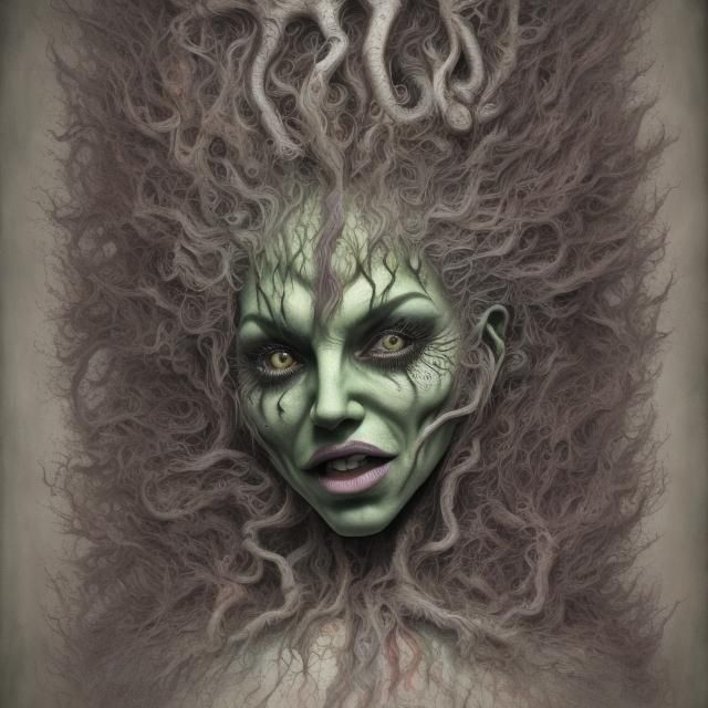 Hyper Detailed Wicked Witch in Horror Style