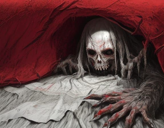 Child's Drawing of a Monster Under the Bed