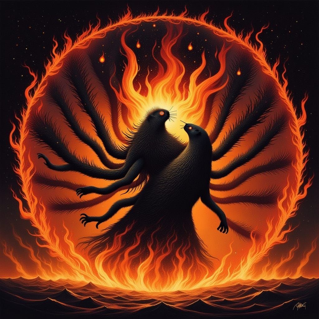 Fiery Mandala Creature Emerges