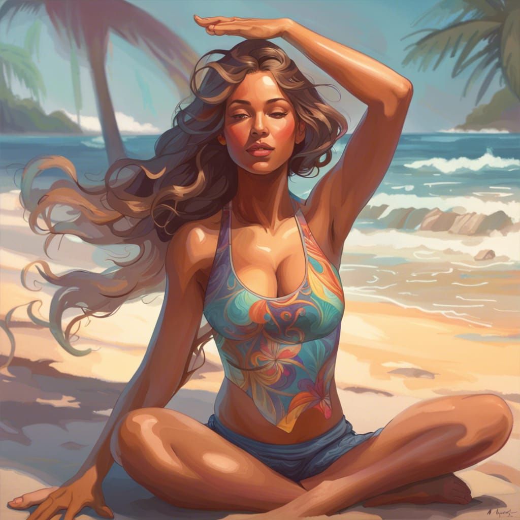 Girl in Swimwear Doing Yoga: Detailed Portrait