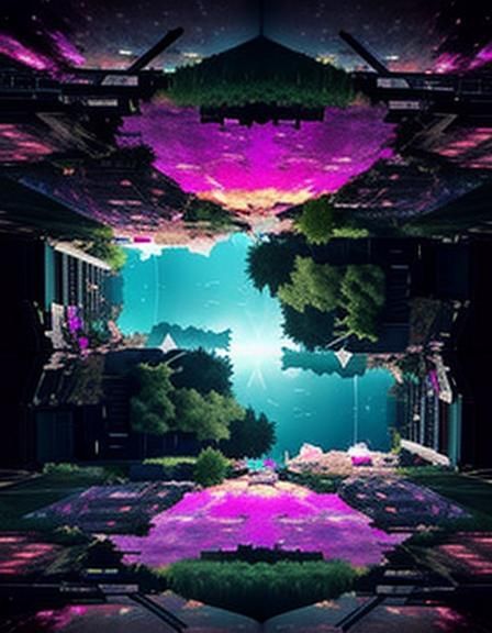 Surreal Broken Landscape: Topsy Turvy Glitch