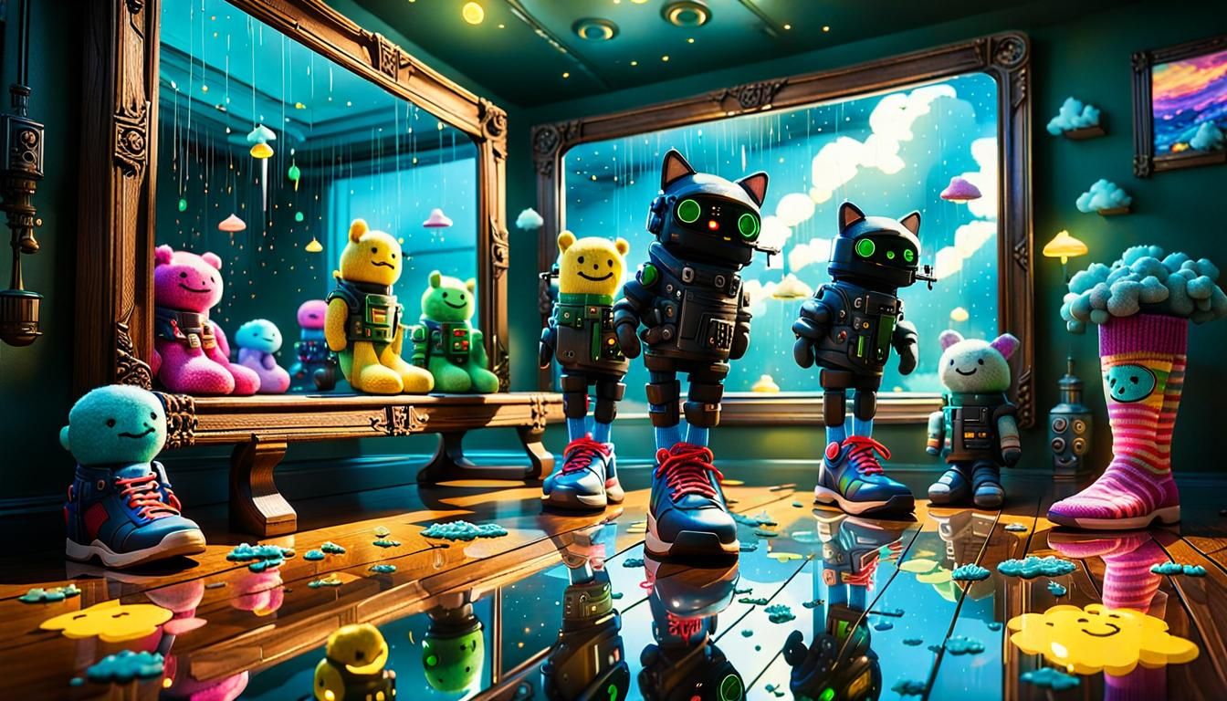 Sock Puppet Celebration in Gouache Style