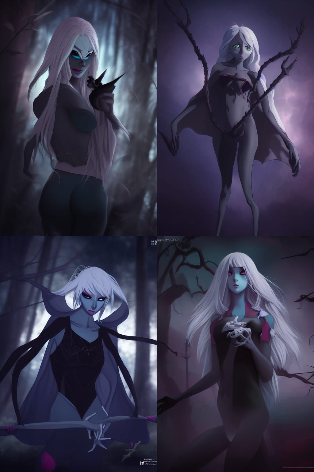 Drow Spider Woman in Studio Ghibli Anime Style