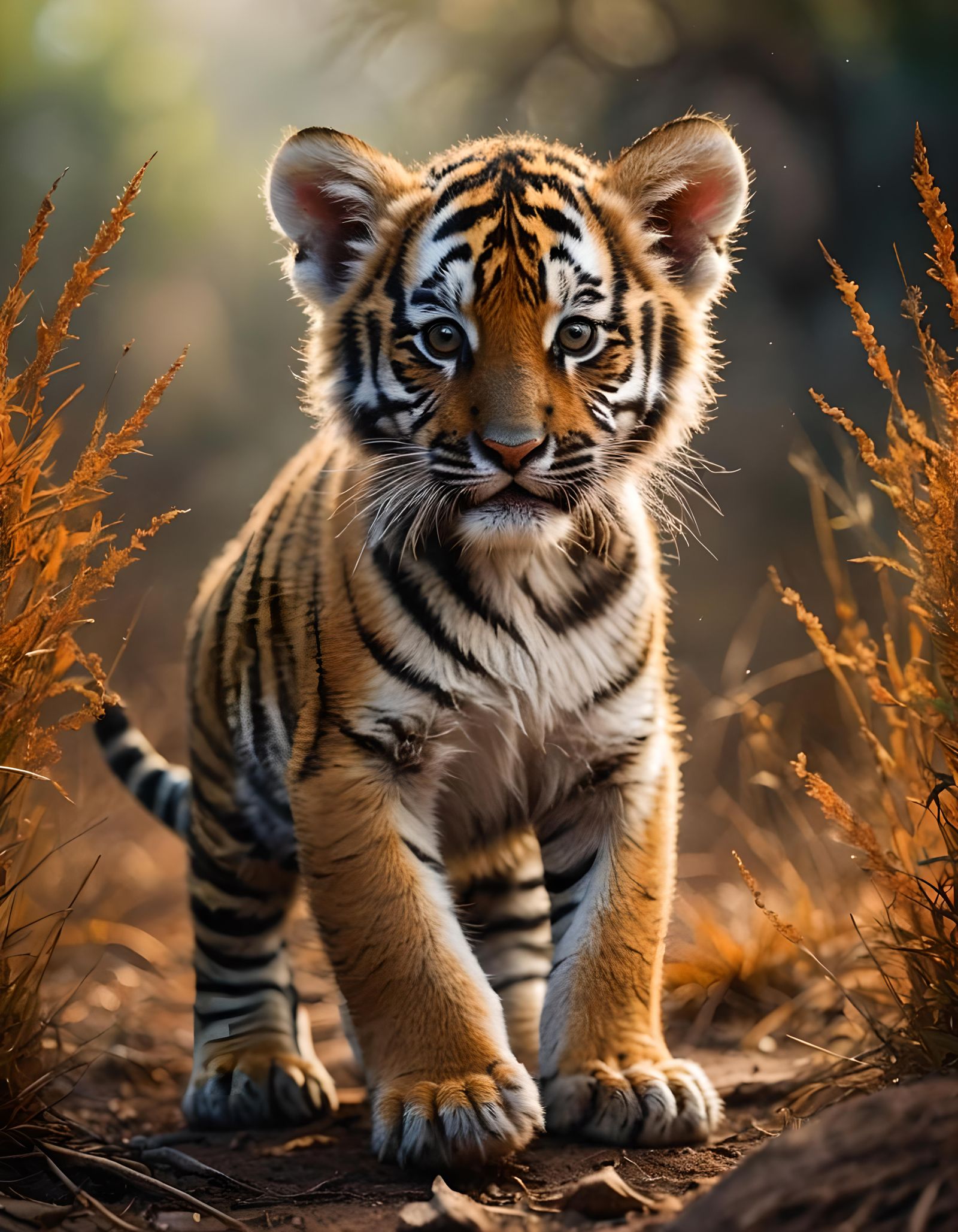 Adorable Tiger Cub on the Savanna