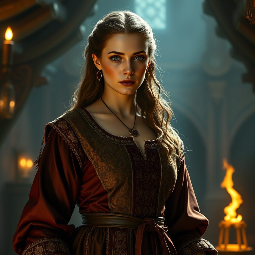 Woman in Opulent 9th Century Viking Dress