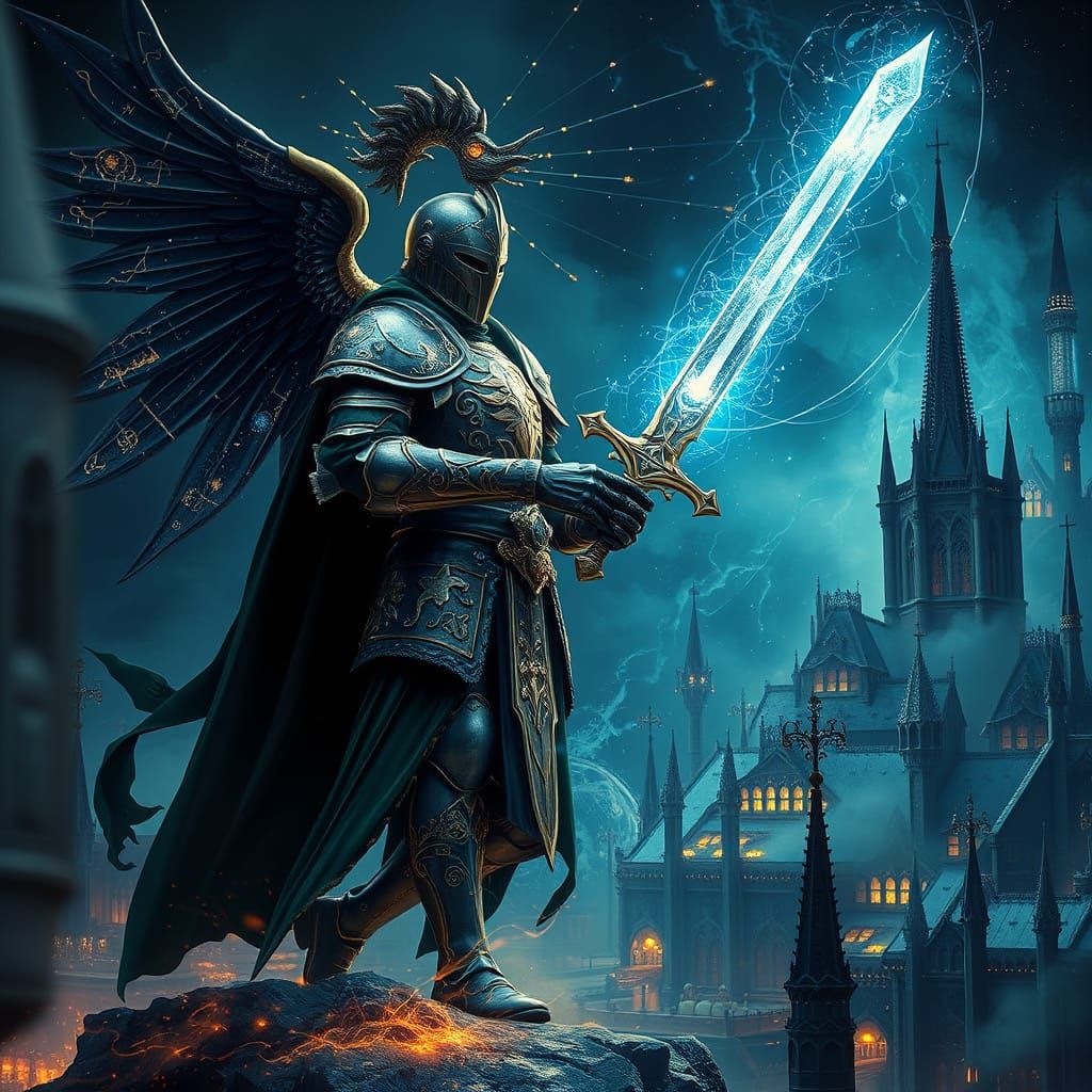 Celestial Knight Guarding Gothic Metropolis