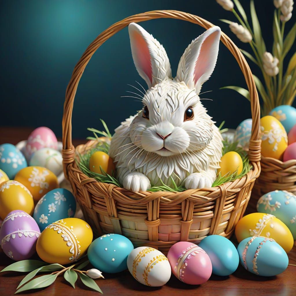 Vibrant Easter Scene in Art Deco Style