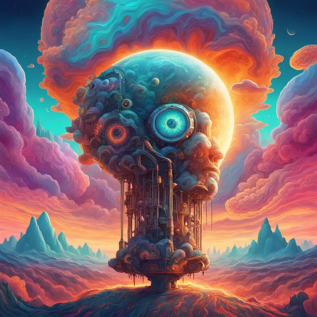 Cosmic Hot Shower Popsicle Anomaly in Surreal Landscape