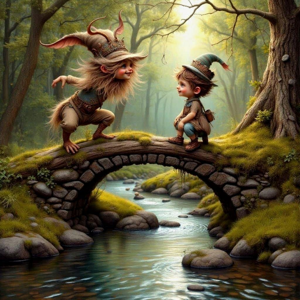 Boy and Troll Friend Under the Bridge