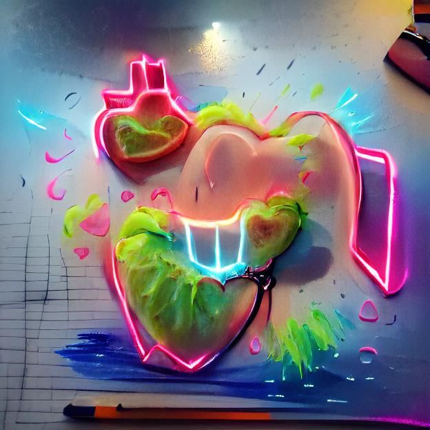 Radiant Neon Heart Overflowing with Joy