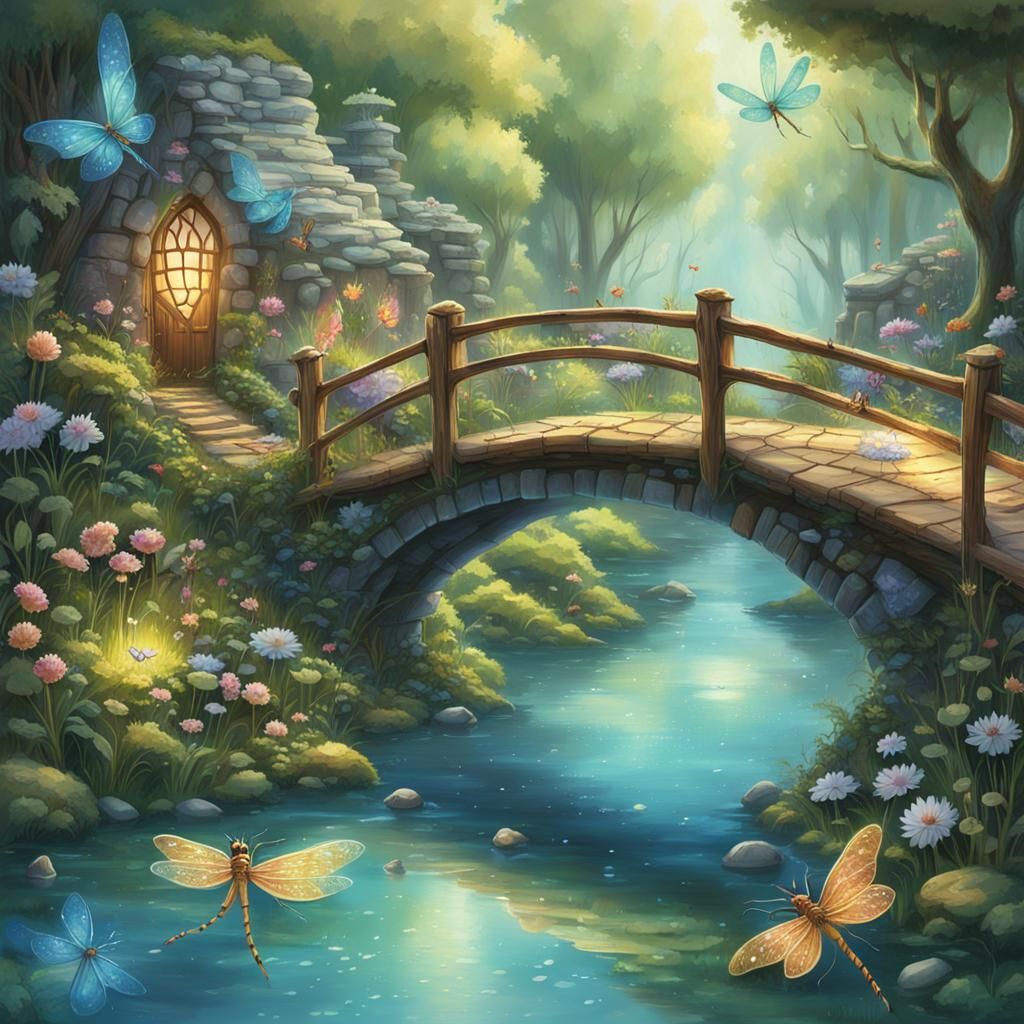 Enchanted Fairy Village with Babbling Brook