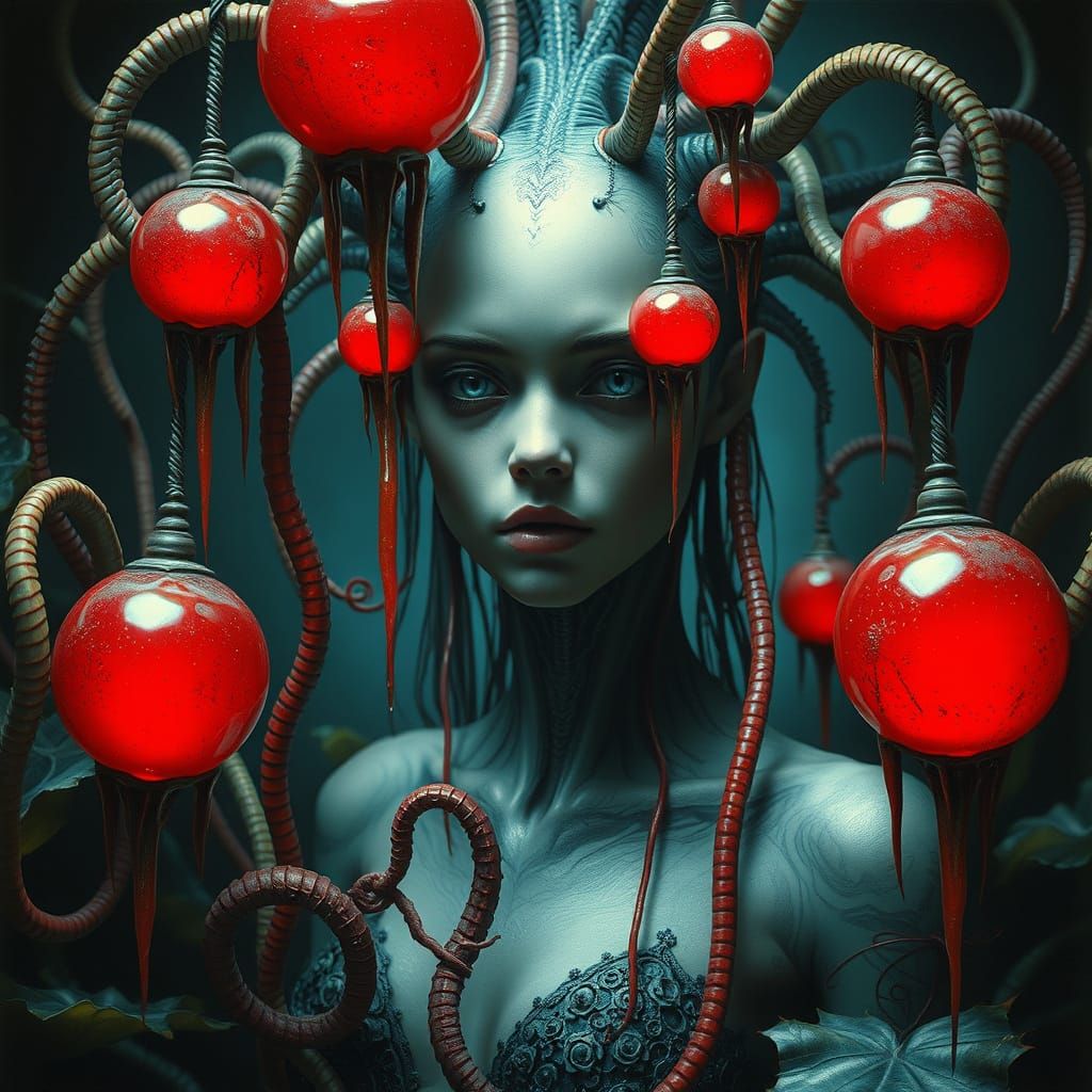 Biomechanical Portrait in Dark, Surreal Style