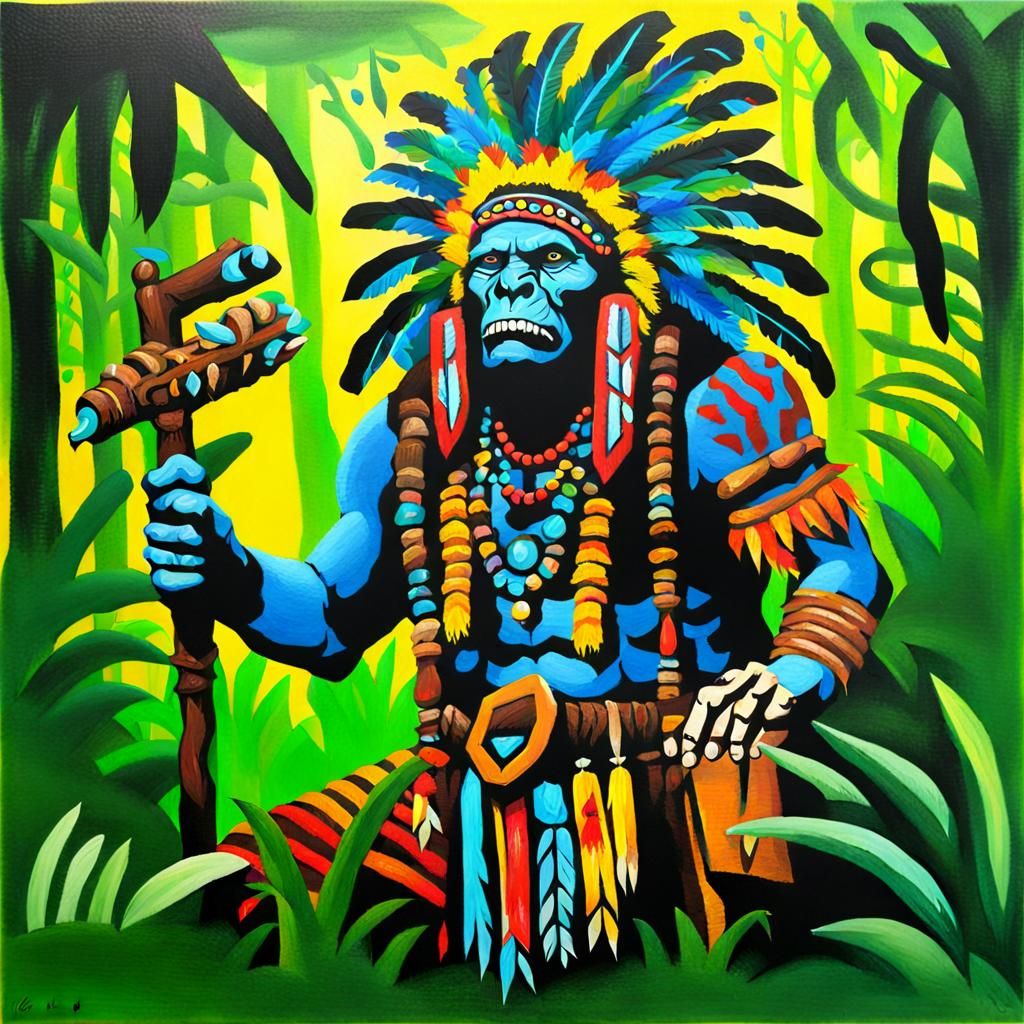 Jungle Shaman in Doomed Acrylic Colors