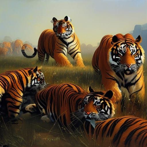 Militant Tiger Army: Impressionistic Oil Painting