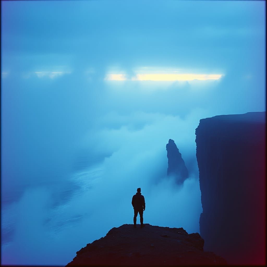 Cinematic Stormy Seascape with Lone Figure