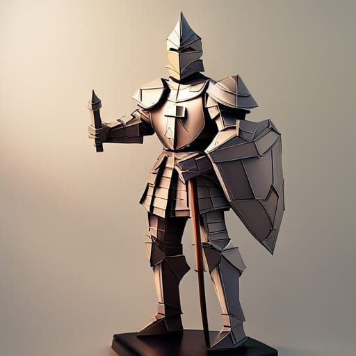 knight made completely from paper origami