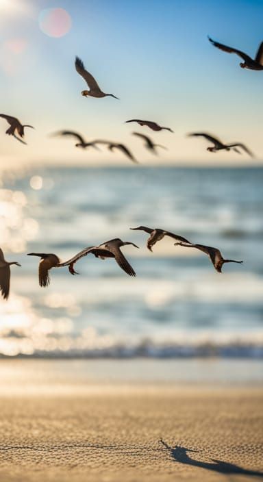 Sunny Beach with Birds: Professional Photography